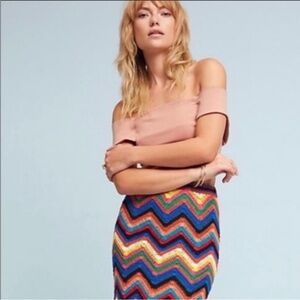 Anthropologie Deletta Peach blush off shoulder crop top structured Bardot